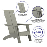 Sawyer Modern Commercial All-Weather Poly Resin Wood Adirondack Chair in Gray