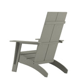 Sawyer Modern Commercial All-Weather Poly Resin Wood Adirondack Chair in Gray