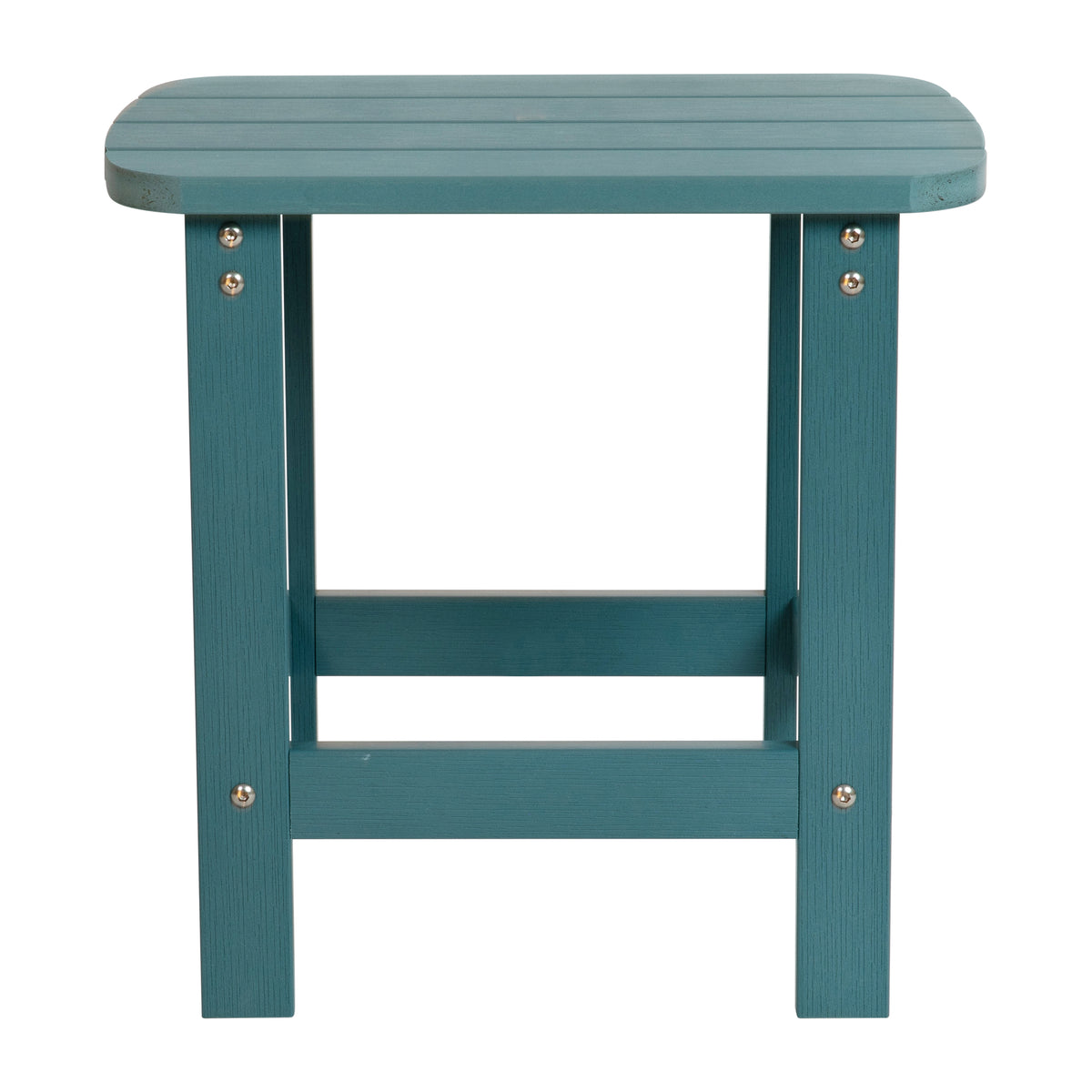 Set of 2 Savannah Commercial Grade All-Weather Poly Resin Wood Adirondack Rocking Chairs with Side Table in Sea Foam