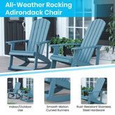 Set of 2 Savannah Commercial Grade All-Weather Poly Resin Wood Adirondack Rocking Chairs with Side Table in Sea Foam