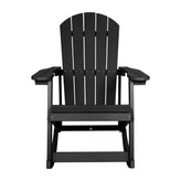 Savannah Commercial Grade All-Weather Poly Resin Wood Adirondack Rocking Chair with Rust Resistant Stainless Steel Hardware in Black - Set of 2