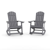 Savannah Commercial Grade All-Weather Poly Resin Wood Adirondack Rocking Chair with Rust Resistant Stainless Steel Hardware in Gray - Set of 2