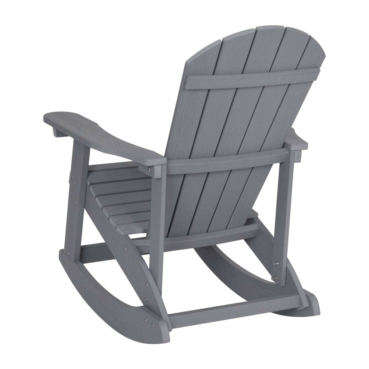 Savannah Commercial Grade All-Weather Poly Resin Wood Adirondack Rocking Chair with Rust Resistant Stainless Steel Hardware in Gray - Set of 2