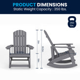Savannah Commercial Grade All-Weather Poly Resin Wood Adirondack Rocking Chair with Rust Resistant Stainless Steel Hardware in Gray - Set of 2