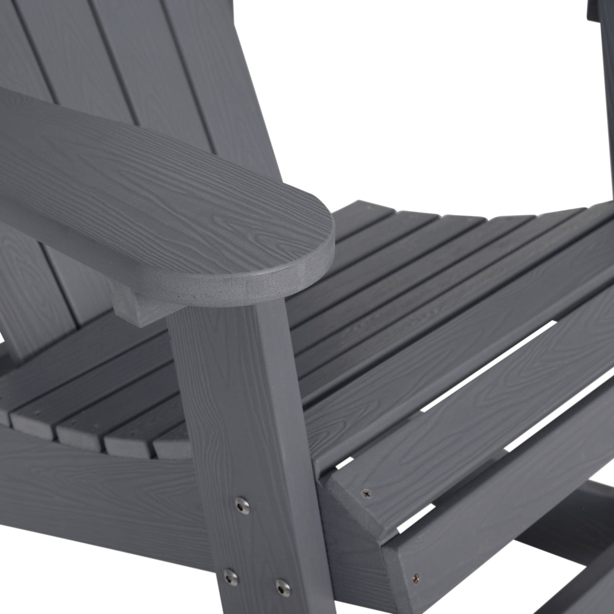Savannah Commercial Grade All-Weather Poly Resin Wood Adirondack Rocking Chair with Rust Resistant Stainless Steel Hardware in Gray - Set of 2
