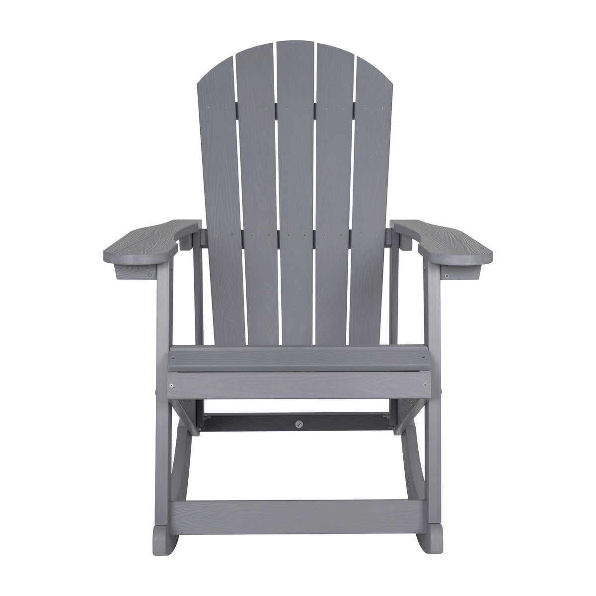 Savannah Commercial Grade All-Weather Poly Resin Wood Adirondack Rocking Chair with Rust Resistant Stainless Steel Hardware in Gray