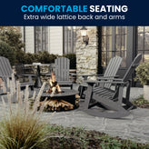 Savannah Commercial Grade All-Weather Poly Resin Wood Adirondack Rocking Chair with Rust Resistant Stainless Steel Hardware in Gray - Set of 2