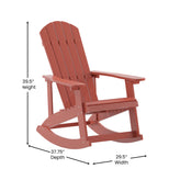 Savannah Poly Resin Wood Adirondack Rocking Chair - All Weather Red Polystyrene - Stainless Steel Hardware