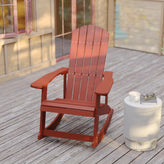 Savannah Poly Resin Wood Adirondack Rocking Chair - All Weather Red Polystyrene - Stainless Steel Hardware