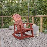 Savannah Poly Resin Wood Adirondack Rocking Chair - All Weather Red Polystyrene - Stainless Steel Hardware