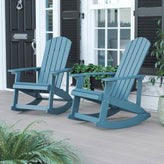 Savannah Commercial Grade All-Weather Poly Resin Wood Adirondack Rocking Chair with Rust Resistant Stainless Steel Hardware in Sea Foam - Set of 2