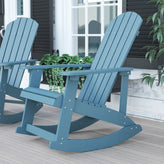 Savannah Commercial Grade All-Weather Poly Resin Wood Adirondack Rocking Chair with Rust Resistant Stainless Steel Hardware in Sea Foam