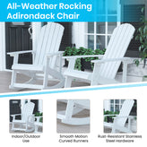 Savannah Commercial Grade All-Weather Poly Resin Wood Adirondack Rocking Chair with Rust Resistant Stainless Steel Hardware in White - Set of 2