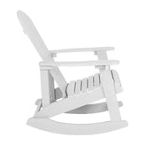 Savannah Commercial Grade All-Weather Poly Resin Wood Adirondack Rocking Chair with Rust Resistant Stainless Steel Hardware in White