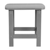 Set of 2 Gray Finn Modern Commercial Grade All-Weather 2-Slat Poly Resin Rocking Adirondack Chairs with Matching Side Table