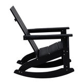 Finn Modern Commercial Grade All-Weather 2-Slat Poly Resin Rocking Adirondack Chair with Rust Resistant Stainless Steel Hardware in Black - Set of2