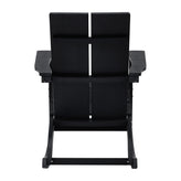 Finn Modern Commercial Grade All-Weather 2-Slat Poly Resin Rocking Adirondack Chair with Rust Resistant Stainless Steel Hardware in Black - Set of2