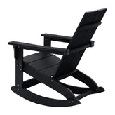 Finn Modern Commercial Grade All-Weather 2-Slat Poly Resin Rocking Adirondack Chair with Rust Resistant Stainless Steel Hardware in Black - Set of2