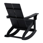 Finn Modern Commercial Grade All-Weather 2-Slat Poly Resin Wood Rocking Adirondack Chair with Rust Resistant Stainless Steel Hardware in Black