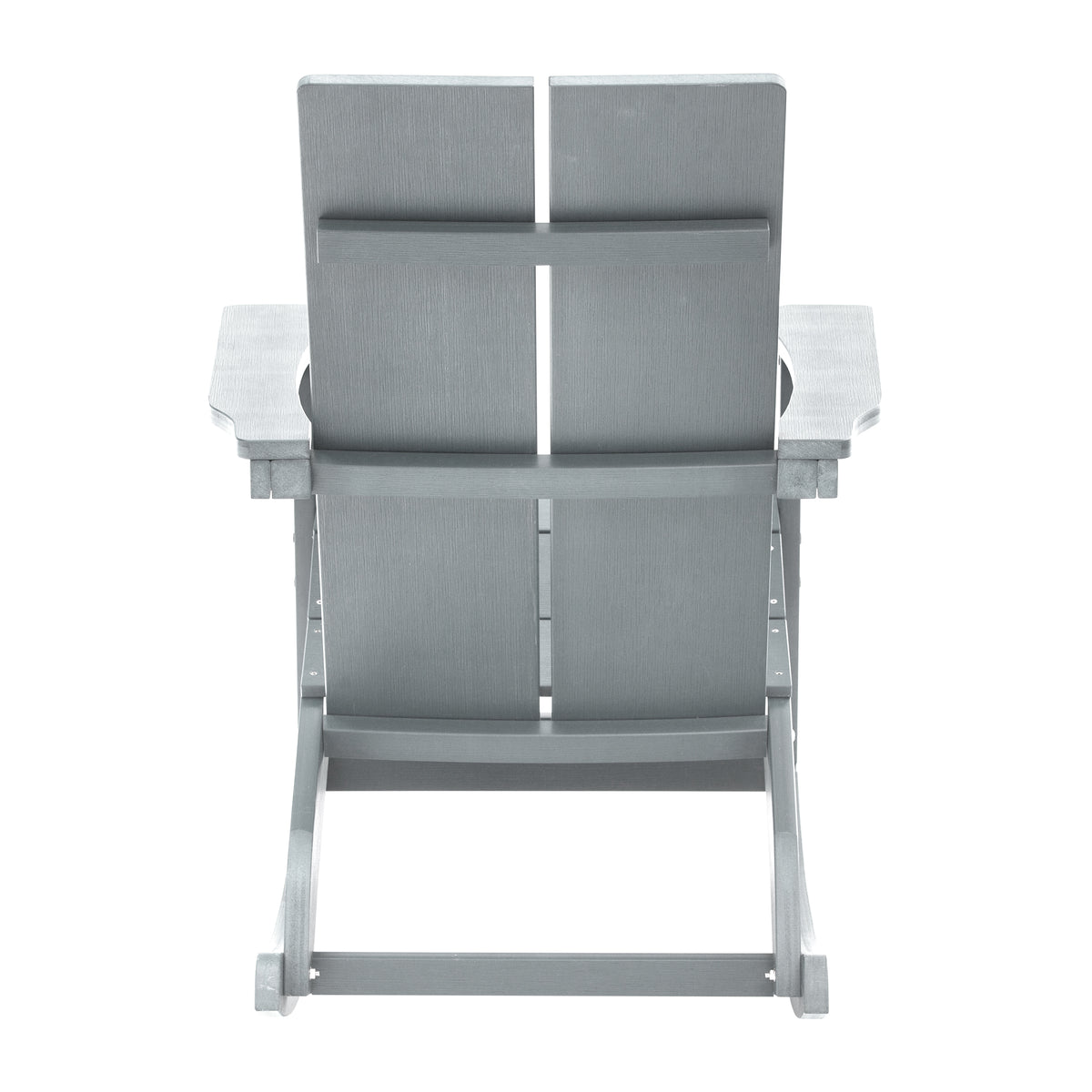 Finn Modern Commercial Grade All-Weather 2-Slat Poly Resin Rocking Adirondack Chair with Rust Resistant Stainless Steel Hardware in Gray - Set of2