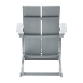 Finn Modern Commercial Grade All-Weather 2-Slat Poly Resin Rocking Adirondack Chair with Rust Resistant Stainless Steel Hardware in Gray - Set of2