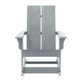 Finn Modern Commercial Grade All-Weather 2-Slat Poly Resin Wood Rocking Adirondack Chair with Rust Resistant Stainless Steel Hardware in Gray