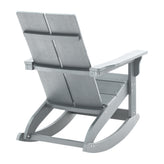 Finn Modern Commercial Grade All-Weather 2-Slat Poly Resin Wood Rocking Adirondack Chair with Rust Resistant Stainless Steel Hardware in Gray