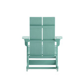 Finn Modern Commercial Grade Poly Resin Wood Adirondack Rocking Chair - All Weather Sea Foam Polystyrene - Dual Slat Back - Stainless Steel Hardware