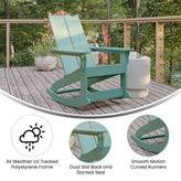 Finn Modern Commercial Grade Poly Resin Wood Adirondack Rocking Chair - All Weather Sea Foam Polystyrene - Dual Slat Back - Stainless Steel Hardware