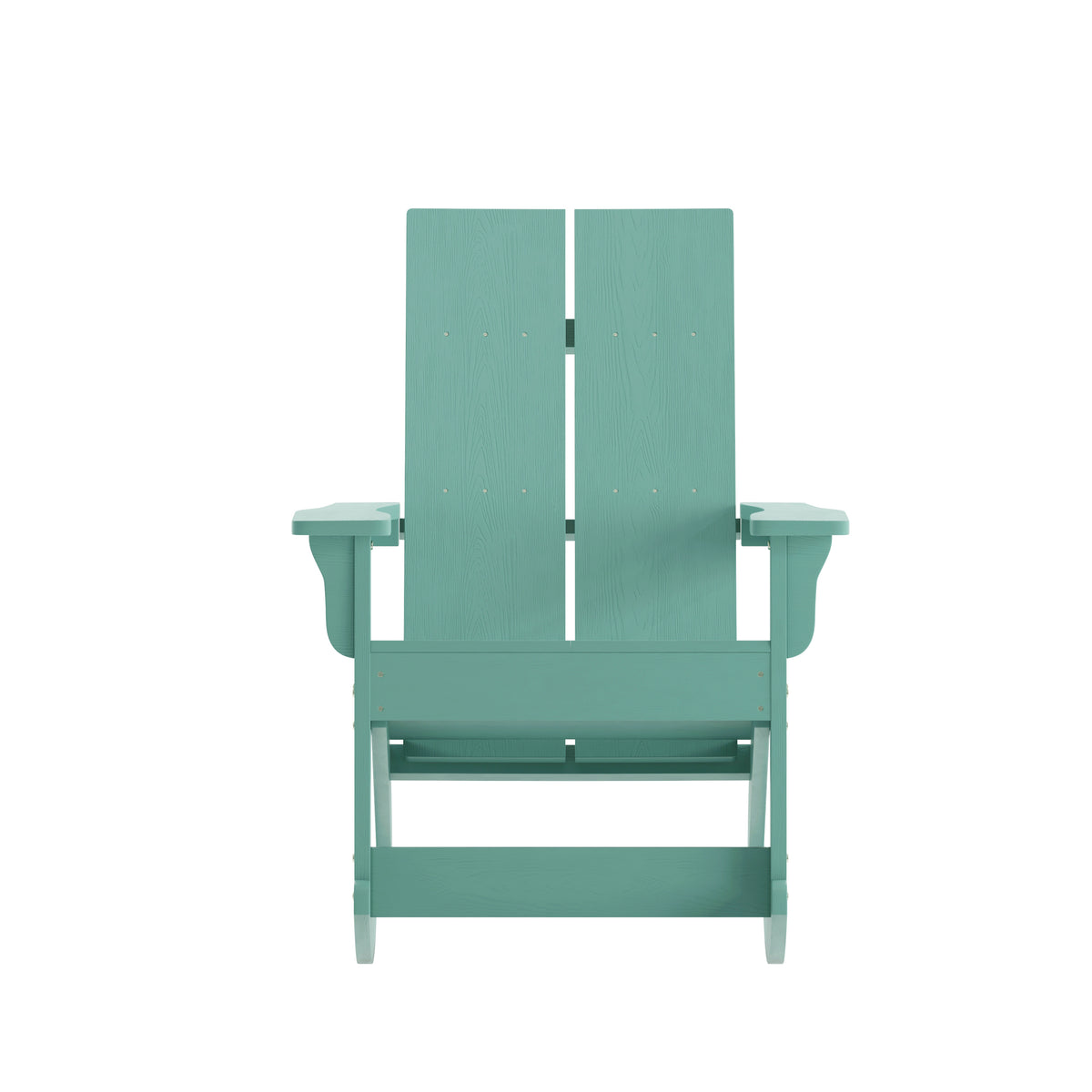 Finn Modern Commercial Grade Poly Resin Wood Adirondack Rocking Chair - All Weather Sea Foam Polystyrene - Dual Slat Back - Stainless Steel Hardware