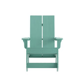 Finn Modern Commercial Grade Poly Resin Wood Adirondack Rocking Chair - All Weather Sea Foam Polystyrene - Dual Slat Back - Stainless Steel Hardware
