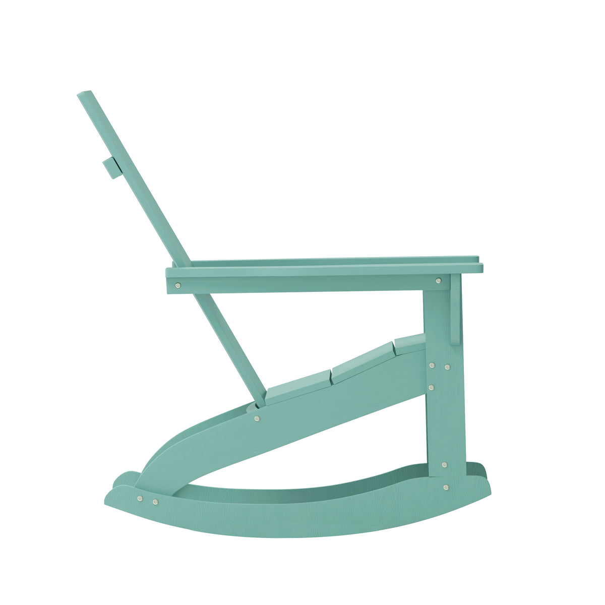 Finn Modern Commercial Grade Poly Resin Wood Adirondack Rocking Chair - All Weather Sea Foam Polystyrene - Dual Slat Back - Stainless Steel Hardware