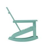 Finn Modern Commercial Grade Poly Resin Wood Adirondack Rocking Chair - All Weather Sea Foam Polystyrene - Dual Slat Back - Stainless Steel Hardware