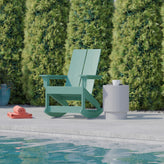 Finn Modern Commercial Grade Poly Resin Wood Adirondack Rocking Chair - All Weather Sea Foam Polystyrene - Dual Slat Back - Stainless Steel Hardware