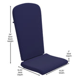 Charlestown Set of 2 All Weather Indoor/Outdoor High Back Adirondack Chair Cushions, Patio Furniture Replacement Cushions - Blue
