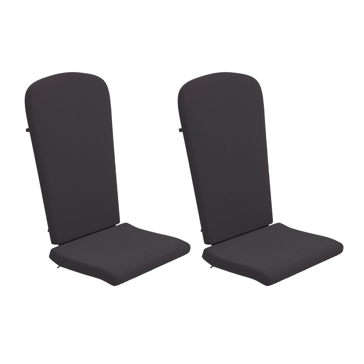 Charlestown Set of 2 All Weather Indoor/Outdoor High Back Adirondack Chair Cushions, Patio Furniture Replacement Cushions - Gray