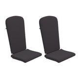 Charlestown Set of 2 All Weather Indoor/Outdoor High Back Adirondack Chair Cushions, Patio Furniture Replacement Cushions - Gray