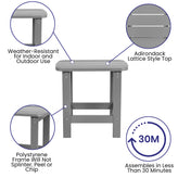 Charlestown All-Weather Poly Resin Wood Commercial Grade Adirondack Side Table in Gray