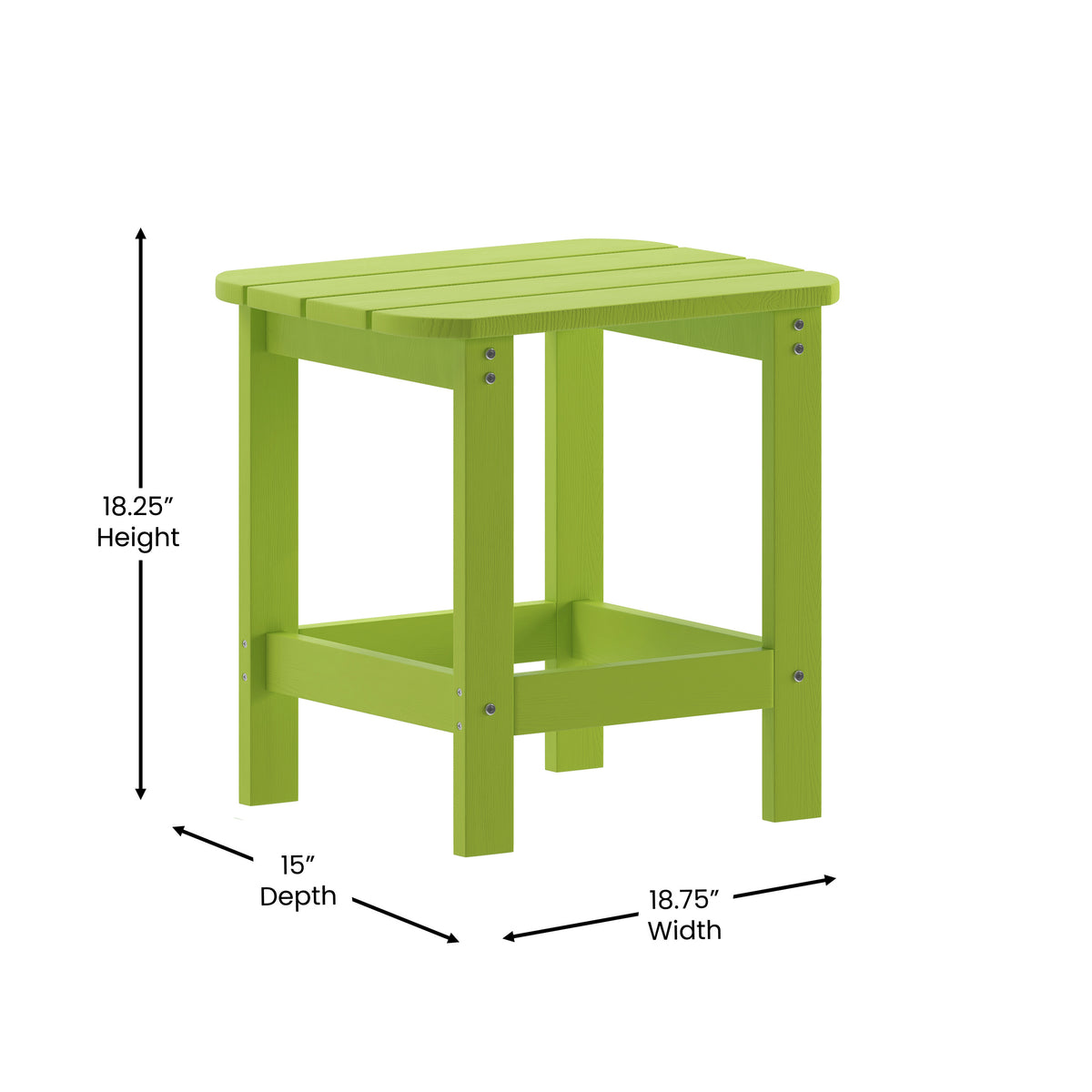 Charlestown Tiered Commercial Poly Resin Adirondack Side Table - Lime Green - All-Weather - Indoor/Outdoor