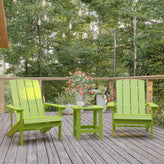 Charlestown Tiered Commercial Poly Resin Adirondack Side Table - Lime Green - All-Weather - Indoor/Outdoor