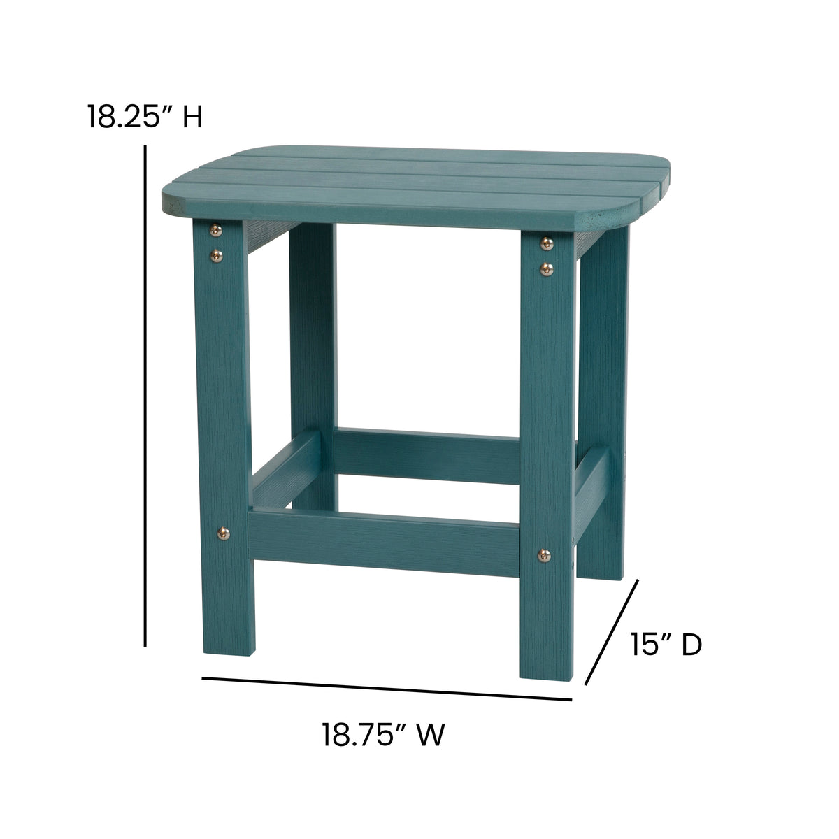 Charlestown All-Weather Poly Resin Wood Commercial Grade Adirondack Side Table in Sea Foam