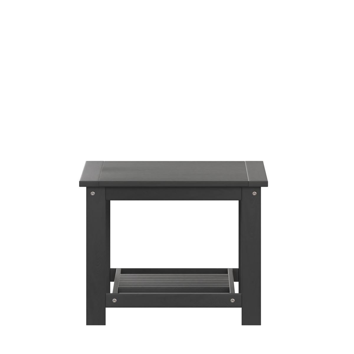 Charlestown All-Weather Poly Resin Wood Two Tiered Commercial Grade Adirondack Slatted Coffee Conversation Table in Black