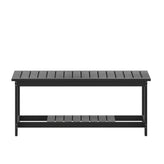 Charlestown All-Weather Poly Resin Wood Two Tiered Commercial Grade Adirondack Slatted Coffee Conversation Table in Black
