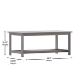 Charlestown All-Weather Poly Resin Wood Two Tiered Commercial Grade Adirondack Slatted Coffee Conversation Table in Gray