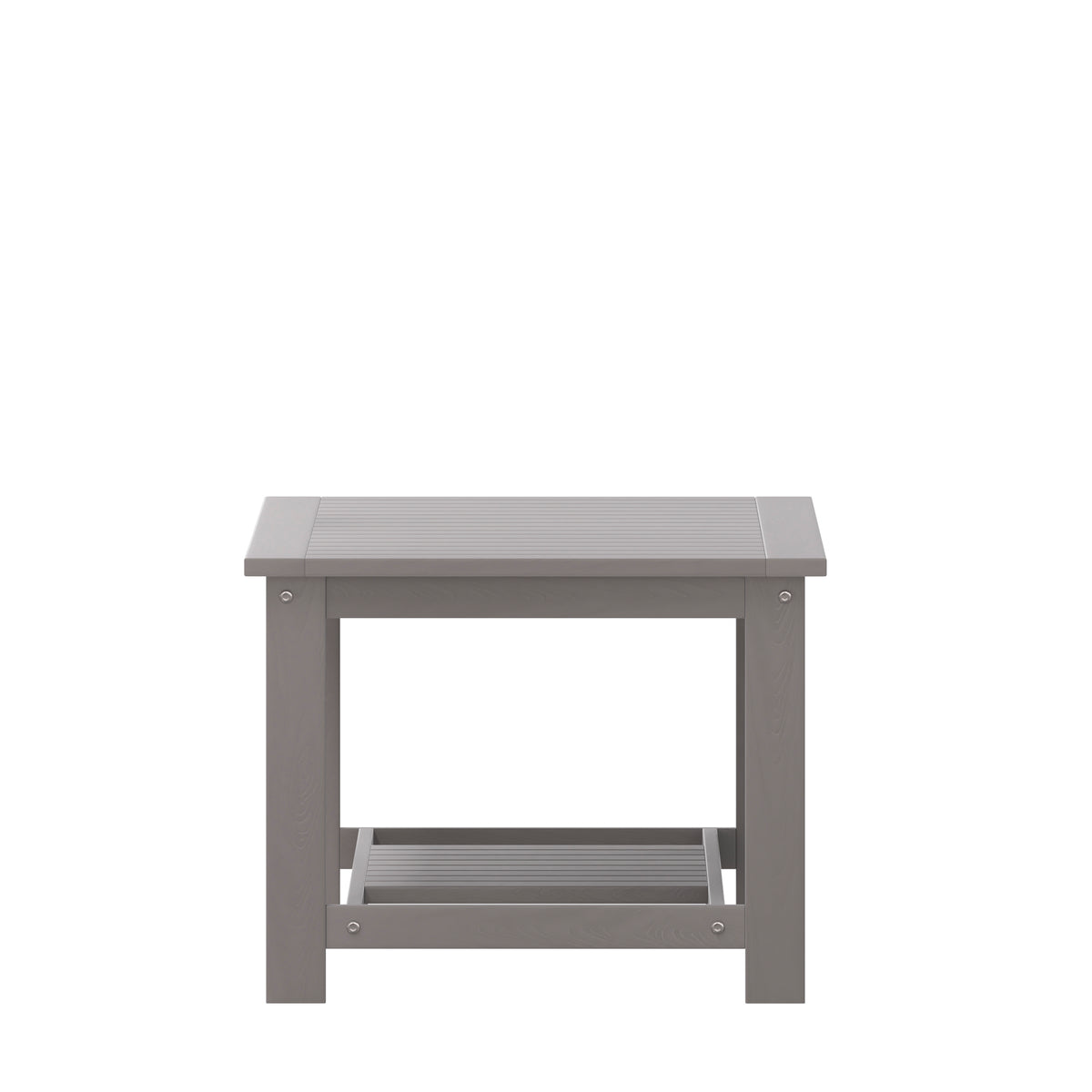 Charlestown All-Weather Poly Resin Wood Two Tiered Commercial Grade Adirondack Slatted Coffee Conversation Table in Gray