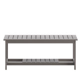 Charlestown All-Weather Poly Resin Wood Two Tiered Commercial Grade Adirondack Slatted Coffee Conversation Table in Gray
