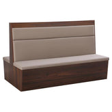 Melamine Restaurant Booth with Beige Padded Seat, Back and Walnut Veneer Base