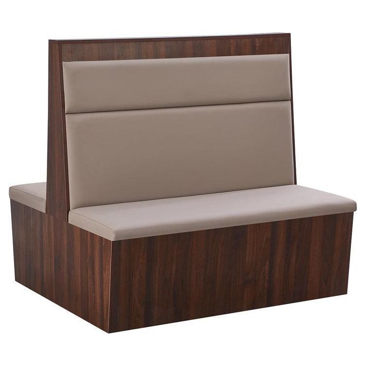 Melamine Restaurant Booth with Beige Padded Seat, Back and Walnut Veneer Base