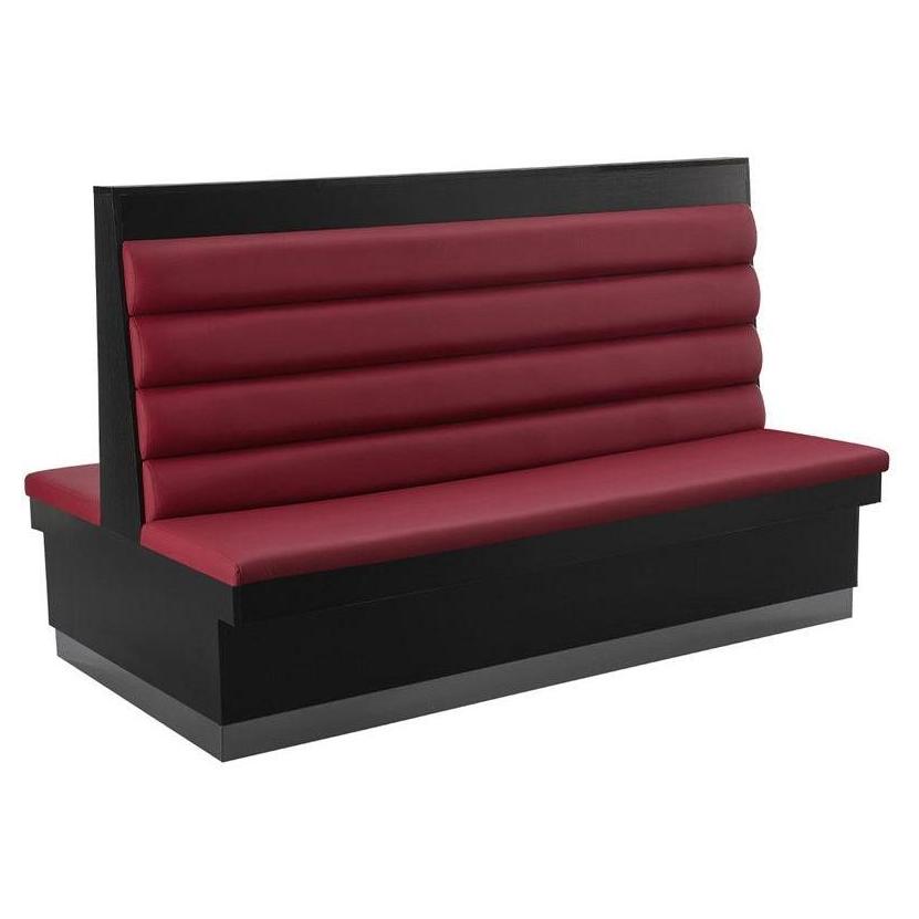 Melamine Booth with Burgundy Upholstered Seat and 4 Channel Backrest - 72"L