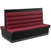 Melamine Booth with Burgundy Upholstered Seat and 4 Channel Backrest - 72"L